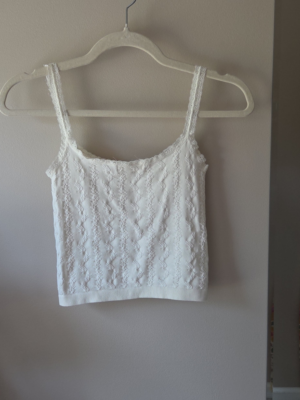 Altar'd State White Lace-Trim Knit Tank Size S/m